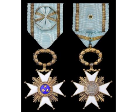 (x) Latvia, Republic, Order of the Three Stars, Officer's breast Badge, with rosette upon riband, by W. F. Muller, 58mm inclu