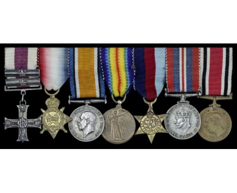 The M.C. and Two Bars mounted group of seven miniature dress medals worn by Major C. H. Atkinson, Royal Army Medical Corps, l