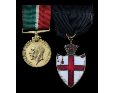 An unattributed pair of mounted miniature dress medalsMercantile Marine War Medal 1914-18 mounted together with an interestin