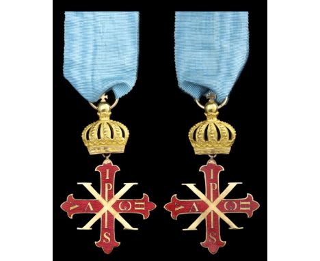 (x) Italy, Sacred Military Constantinian Order of St. George, breast Badge, 55mm including crown suspension x 35mm, gold, sil