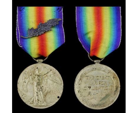 Victory Medal, M.I.D. oak leaves (232285 Sjt. R. A. Mote. R.E.), very fine. Subject to 20% VAT on Buyer’s Premium. For more i