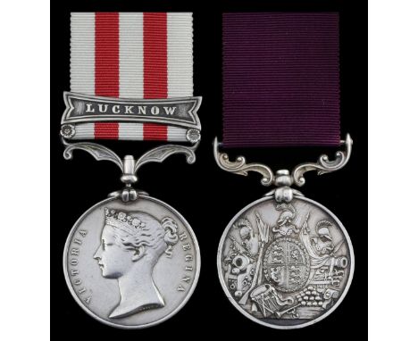 Pair: Collar Maker Sergeant J. Darrie, Royal Horse ArtilleryIndian Mutiny 1857-59, 1 clasp, Lucknow (Gunr. J. Darrie, Rl. H. 