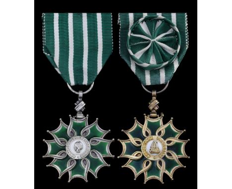 (x) France, Republic, Order of Arts and Letters, Badge, with rosette upon riband, silver-gilt, gilt and enamel; Badge, silver