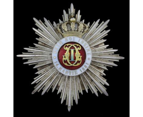 (x) Romania, Kingdom, Order of the Crown, Type IIb, Civil Division, Star, by Joseph Resch, Bucharest, 65mm, silver, silver-gi