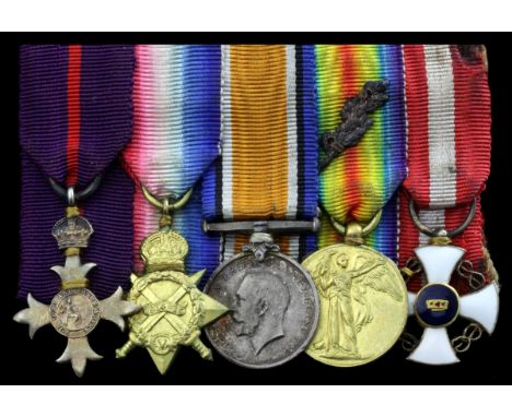 An unattributed Great War O.B.E. group of five mounted miniature dress medalsThe Most Excellent Order of the British Empire, 