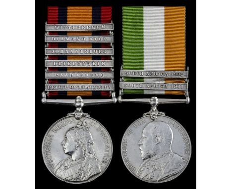 Pair: Driver R. Gillinder, 'Q' Battery, Royal Horse ArtilleryQueen's South Africa 1899-1902, 6 clasps, Relief of Kimberley, P