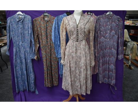 A selection of vintage and retro Ladies Liberty of London dresses and skirt suits,in a variety of patterns and styles.