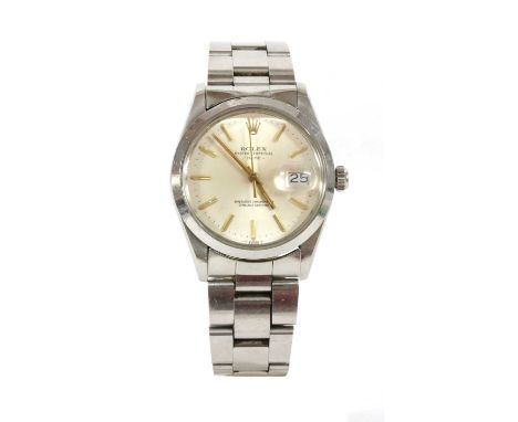 A gentlemen's stainless steel Rolex 'Oyster Perpetual Date 1500' automatic bracelet watch, c.1981,ref. 1500, with an Oyster b