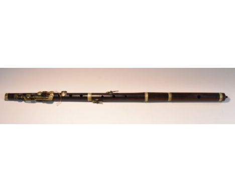Musical Instruments - a mid-19th century five-section rosewood flute, by Fentum, 29 Queen's Way, Walworth, London, stamped tw