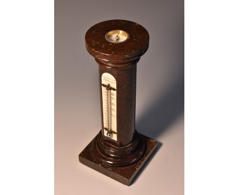 Large Victorian Desk Thermometer on Serpentine Base by 