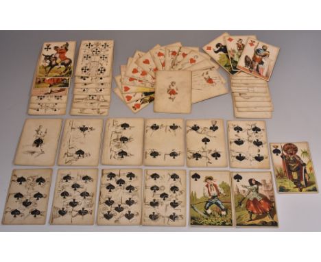 Cards - a deck of fifty-two 19th century German transformation playing cards, by Frommann & Bunte of Darmstadt, some derived 