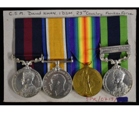 Medals, WW1, India Distinguished Service Medal, group of four, IDSM, GVR 1st type K-i-H - 1357 Kot Dfdr Daud Khan, 23rd Cavly