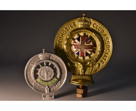 Motoring - a Royal Automobile Club Association 1922 gilt-brass and enamel car mascot, B16306, bolt-fastening, 14cm high, Rd. 
