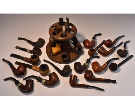 Pipes - a collection of gentleman's smoking pipes, including a Modernist pipe, by Falcon, curved shaft; another, straight sha