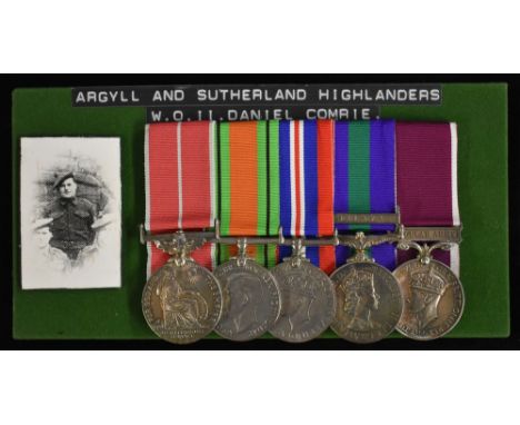 Medals, Nigeria Theatre Military B.E.M. - W.O. II D. Comrie, Argyll & Sutherland Highlanders, group of five, B.E.M. (Mil), EI