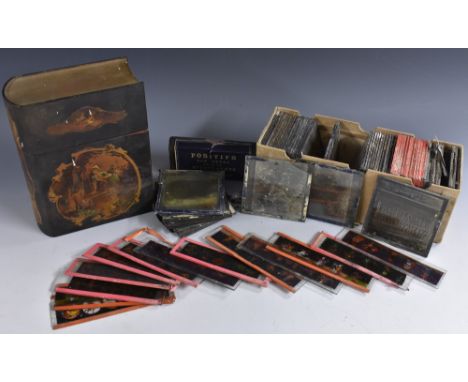 A 19th century French vernis Martin stereoscope viewing card box, as a book, decorated in the 18th century taste with pastora