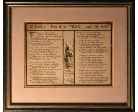 R.M.S. Titanic - an early 20th century mourning card, In Memoriam: Wreck of the "Titanic", April 15th, 1912, titled and print