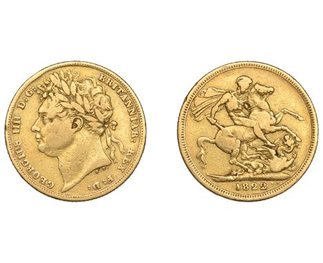 George IV (1820-1830), Sovereign, 1822 (M 6; S 3800). Fine £400-£500