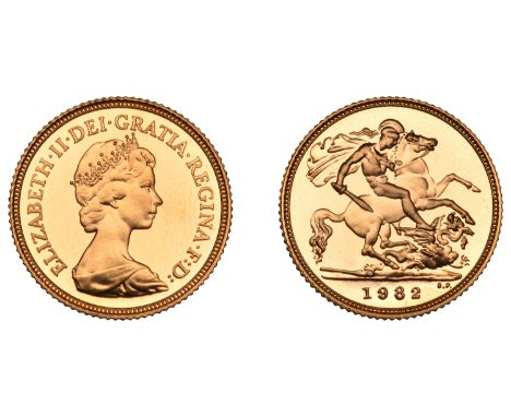 Elizabeth II (1952-2022), Sterling issues, Proof Half-Sovereign, 1982 (M 544A; S SB1). Brilliant, about as struck; in case of