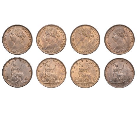 Victoria (1837-1901), Farthings (4), 1865, 1866, 1868, 1869 (S 3958) [4]. Extremely fine to about as struck  £100-£150
