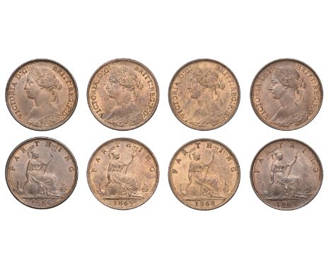 Victoria (1837-1901), Farthings (4), 1865, 1866, 1868, 1869 (S 3958) [4]. Extremely fine to about as struck  £100-£150