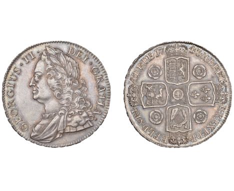 George II (1727-1760), Crown, 1743, roses, edge septimo (ESC 1667; S 3688). Extremely fine and attractively toned £2,000-£2,6