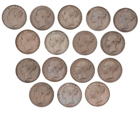 Victoria (1837-1901), Farthings (16), 1838, 1839, 1840 (2), 1841, 1842, 1843 (2), 1845, 1846, 1847 (2), 1848-51 (S 3950) [16]