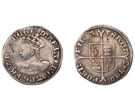 Mary (1553-1554), Groat, mm. pomegranate, reads fr and regi, 1.89g/4h (N 1960; S 2492). Nearly very fine £200-£260