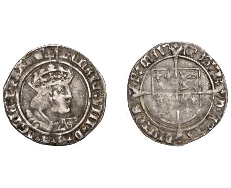 Henry VIII (1509-1547), Second coinage, Groat, Tower, mm. arrow, bust D, saltires in forks, reads aglie z franc, 2.77g/9h (Wh