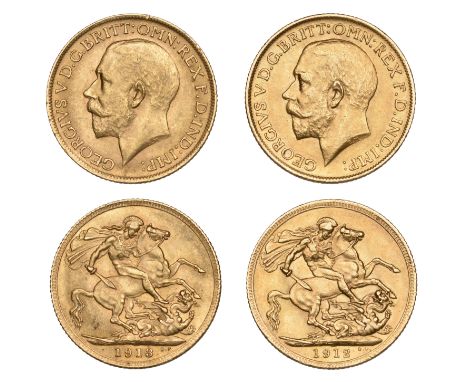 George V (1910-1936), Sovereigns (2), 1912, 1913 (S 3996) [2]. About extremely fine  £600-£700