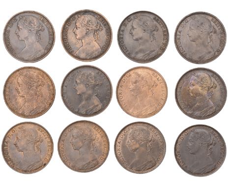 Victoria (1837-1901), Pennies (12), 1882h, 1883-86, 1888-94 (S 3954-5) [12]. Fine to extremely fine £150-£200