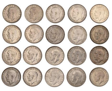 George V (1910-1936), Shillings (20), 1912-17, 1919-25, 1926 (2, both types), 1927 (2, both types), 1930, 1932, 1934 (S 4013,