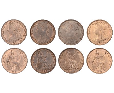 Victoria (1837-1901), Pennies (4), 1882h dies Rr, 1887, 1897, 1901 (S 3954, 3961) [3]. Extremely fine to about as struck  £10