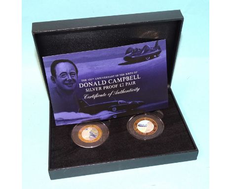 Westminster Collection, a limited-edition "The 100th Anniversary of The Birth of Donald Campbell" silver proof pair of Guerns