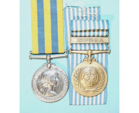 A Royal Navy Korean War pair of medals awarded to: D/SSX 839062 K B Meredith A B RN, Korea Medal and UN Korea Medal. 