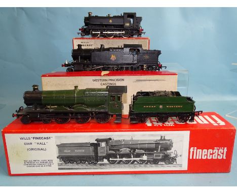 Three OO gauge kit-built locomotives in Wills Finecast boxes: GWR 4-6-0 Hall Class "Adderley Hall" RN 4901, Cotswold GWR 2-8-