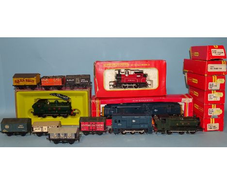 Hornby OO gauge, R455 0-4-0 industrial tank locomotive RN 25550, R051 GWR 0-6-0 PT locomotive, R285 BR Co-Co locomotive and s