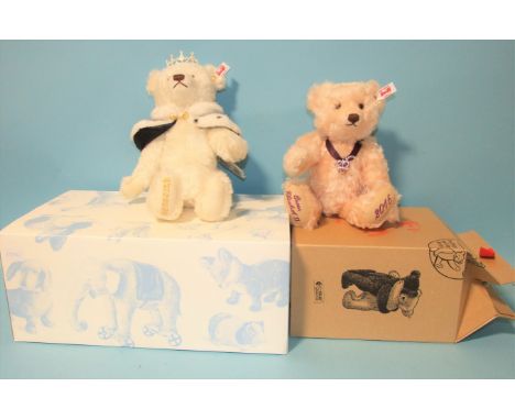 A Steiff musical bear "Long To Reign Over Us", with ear tag, label and box and a Queen Elizabeth II 90th Birthday bear, (boxe