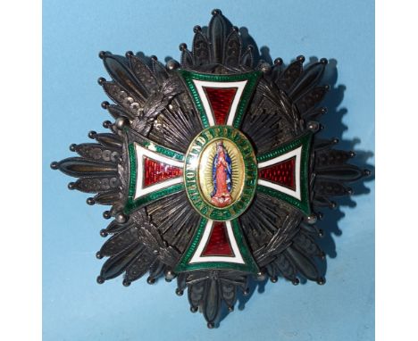 Mexico, Imperial Order of Guadeloupe, silver with gold and enamel cross, with maker's cartouche "Le Maitre, 40 R. Coquillerie