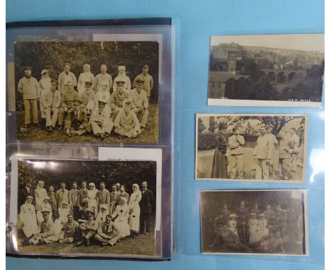 An album of seventy-five postcards, photographs and ephemera, some relating to WWI Red Cross auxiliary hospital Albert House,