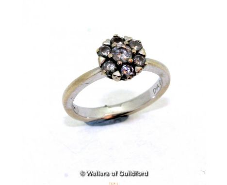 A 18ct White Gold Diamond Cluster Ring, Ring size-H 3.9g