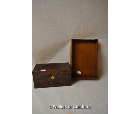 *Victorian mahogany tea caddy and a mahogany in-tray (Lot Subject to VAT)