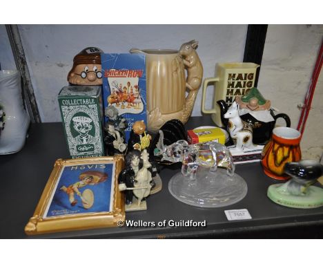 A group of ornmental and advertising china including Haig jug, Wedgwood kangaroo, Beswick squirrel and acorn jug, Wade Andy C