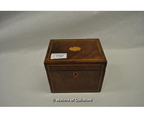 *Regency mahogany single tea caddy with box inlay (Lot Subject to VAT)
