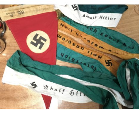 WW2 Style Nazi Propaganda Slogan Hall Decoration Drapes and pennant. 