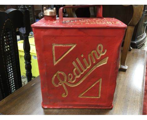 A scarce Redline two gallon petrol can with correct cap 1936