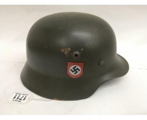German WW2 style Steel helmet M35 with Polizei decals , complete with liner VF