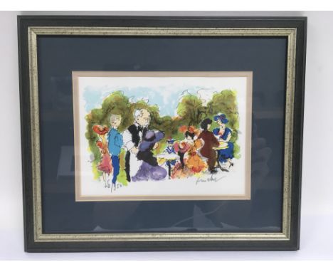 A colour lithograph by Urbain Huchet titled 'Afternoon Party', 1996, signed and numbered. Approx 35cm x 29.5cm - NO RESERVE