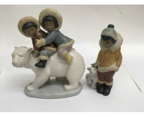 Two Lladro figures in the form of Eskimos - NO RESERVE