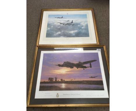 A Ltd edition 495/650 framed print titled Dambusters outward bound, signed in pencil by crew plus additional framed print tit